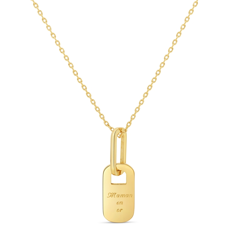 Collier personnalisé Plaqué Or médaille rectangulaire