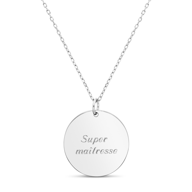 Packshot du collier personnalisé médaille martelée 20 mm Argent (arrière)