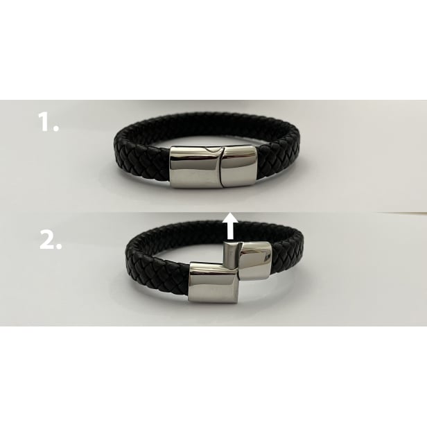 Bracelet homme personnalisé en cuir marron tressé