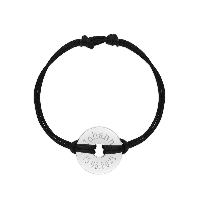 Packshot bracelet cordon femme médaille cible Argent 20 mm