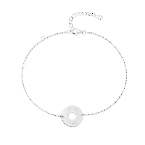 Packshot du bracelet double chaînes et anneau personnalisé en Argent