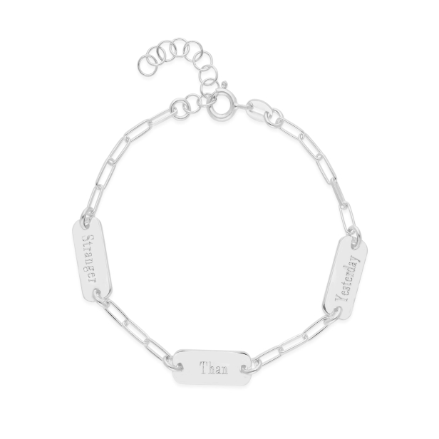 Packshot du bracelet personnalisé en Argent avec 3 plaques