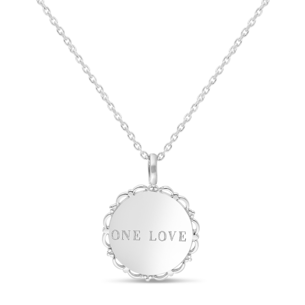 Collier personnalisé médaille 18 mm dentelle Argent