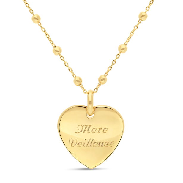 Collier personnalisé coeur bombé 20 mm Plaqué Or