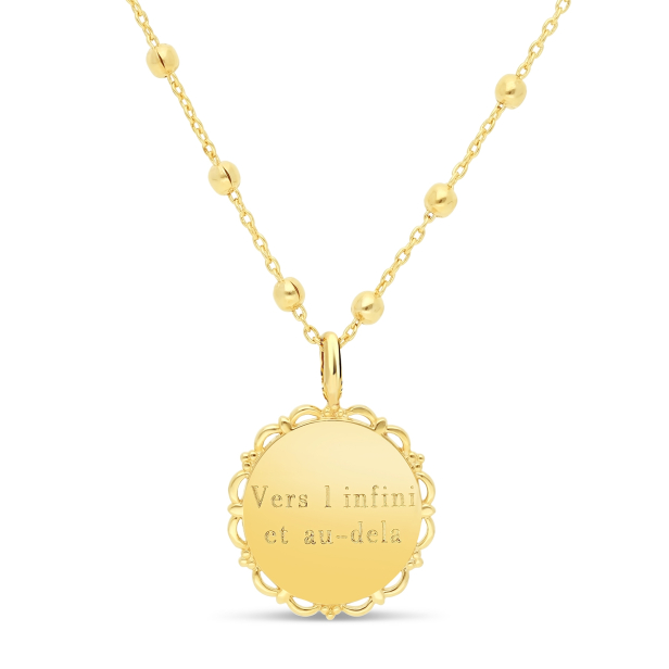 Collier personnalisé médaille 18 mm dentelle Plaqué Or