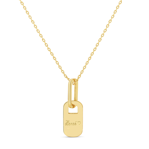 Collier personnalisé Plaqué Or médaille rectangulaire