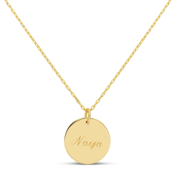 Collier personnalisé médaille martelée 15 mm Plaqué Or
