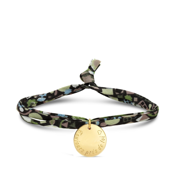 Bracelet liberty et médaille 15 mm Plaqué Or martelée