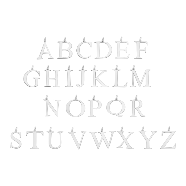 Collier charm lettre 18 mm Argent
