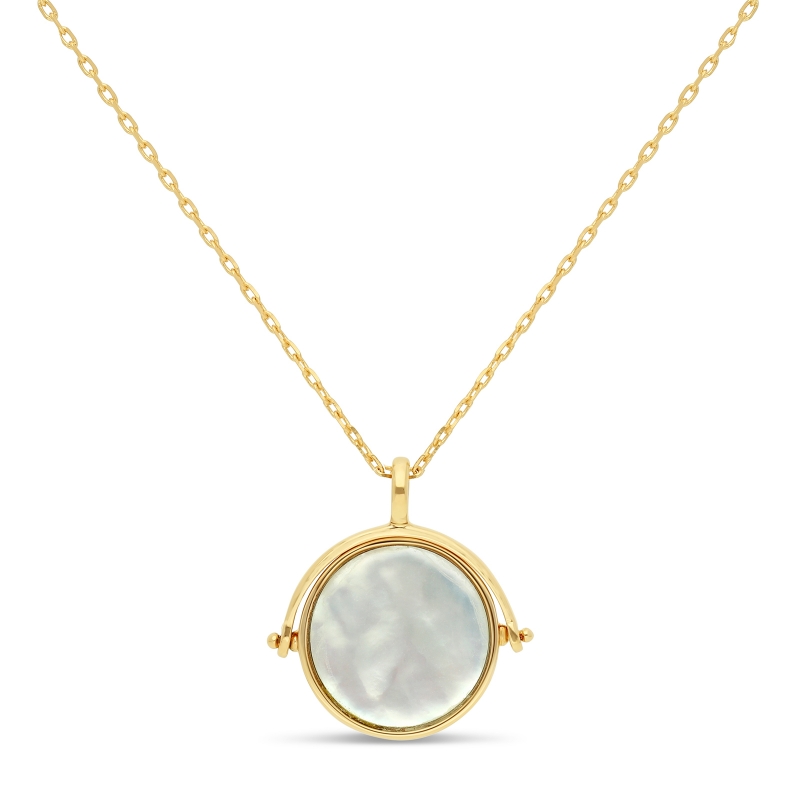 Collier personnalisé Plaqué Or et médaille nacrée 15 mm