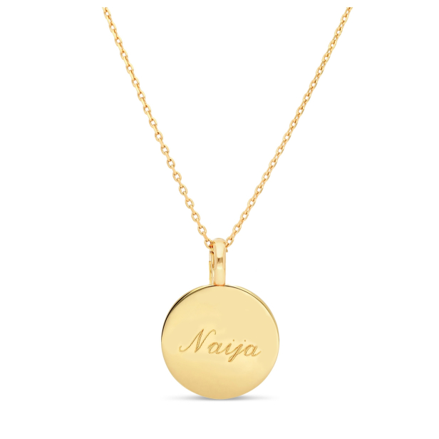 Collier médaillon noir avec étoile 14 mm Plaqué Or