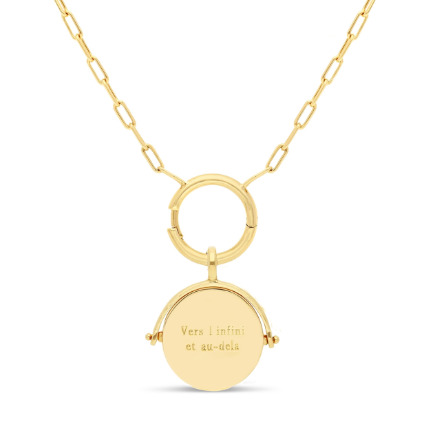 Collier personnalisé Plaqué Or chaîne petits maillons et médaille nacre blanche 15 mm