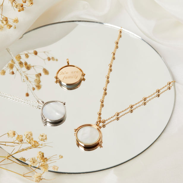 Collier personnalisé Argent et médaille nacrée 15 mm