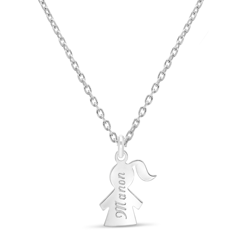 Collier personnalisé Argent et pendentif petite fille 15 mm
