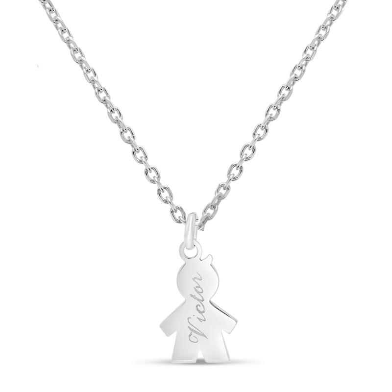Collier enfant personnalisé Argent et pendentif petit garçon 15 mm