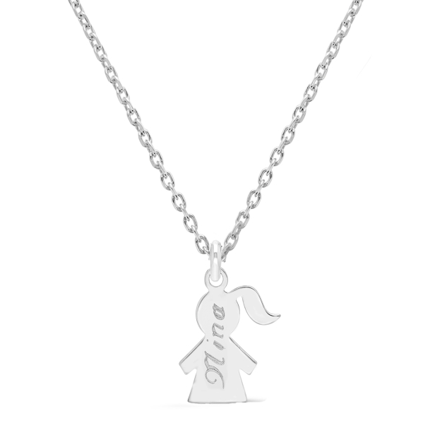Collier personnalisé Argent et pendentif petite fille 15 mm