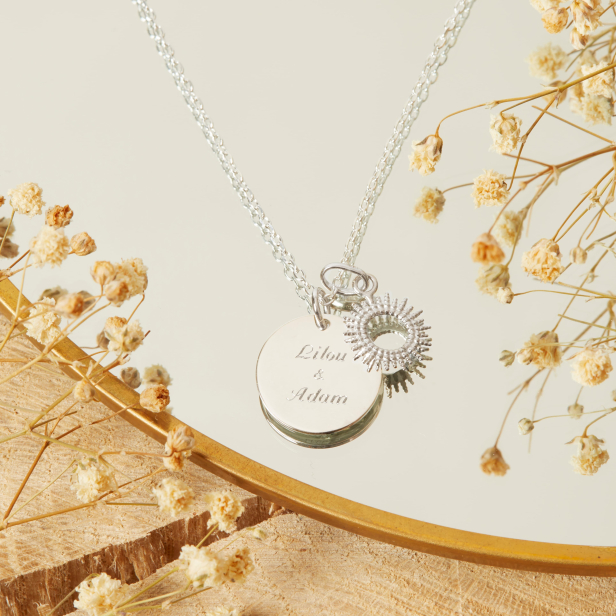 Collier médaille 15 mm et son pendentif soleil Argent