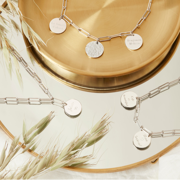 Collier personnalisé maille trombone triple médailles 15 mm en Argent