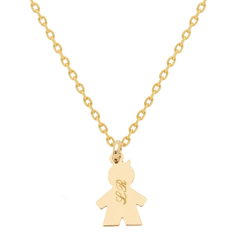 Collier personnalisé enfant Plaqué Or et pendentif petit garçon 15 mm
