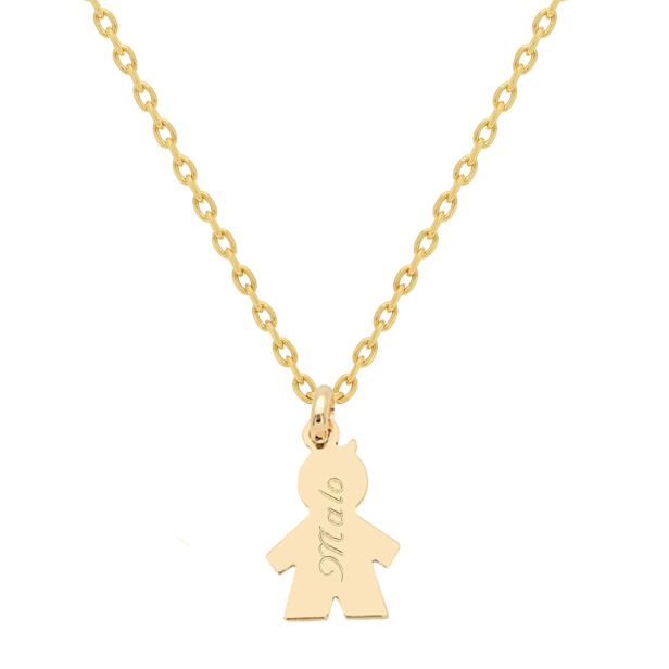 Collier personnalisé enfant Plaqué Or et pendentif petit garçon 15 mm
