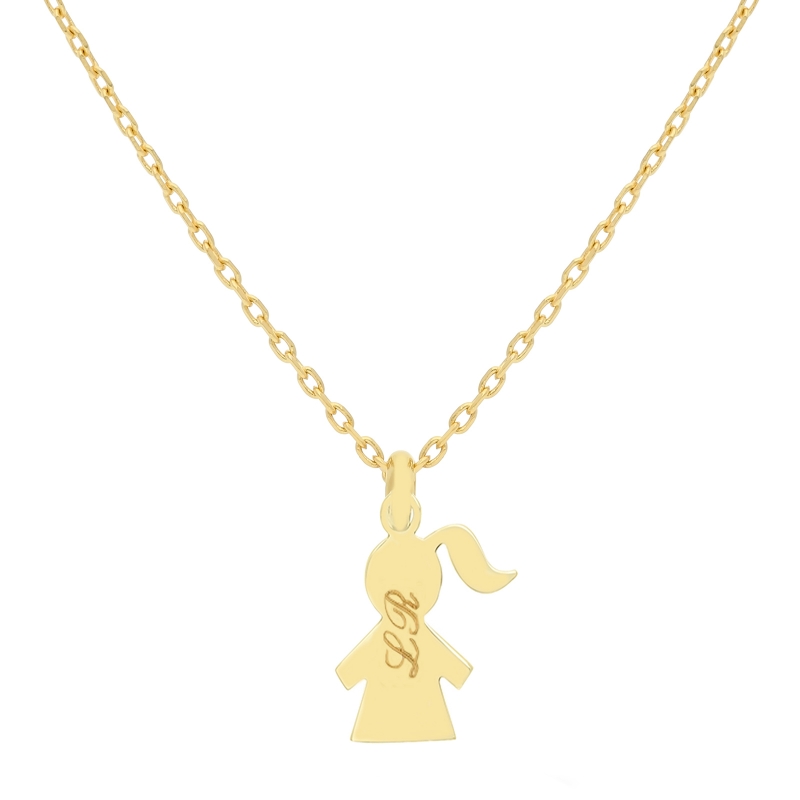 Collier personnalisé Plaqué Or et pendentif petite fille 15 mm