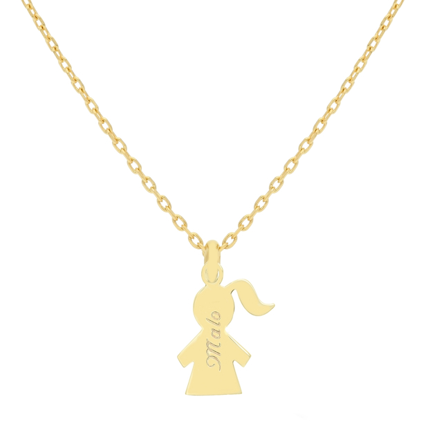 Collier personnalisé Plaqué Or et pendentif petite fille 15 mm