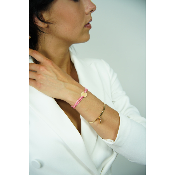 Bracelet liberty médaille 15 mm personnalisée en Plaqué Or