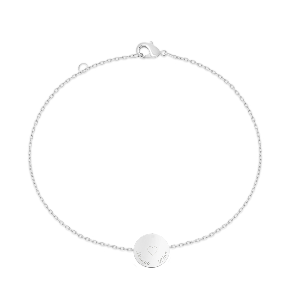 Bracelet chaînette médaille martelée 11 mm gravée Argent