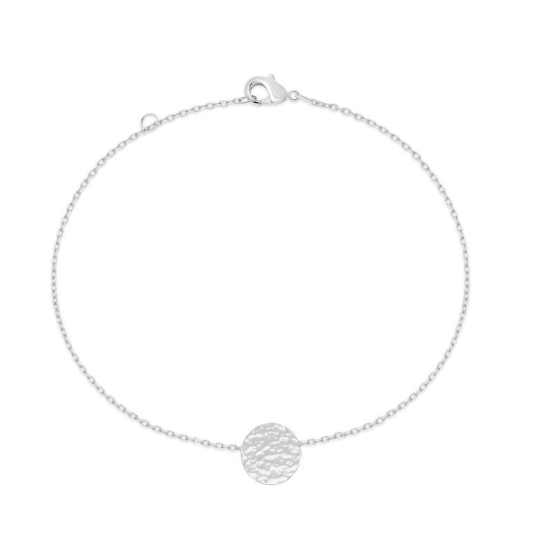 Bracelet chaînette médaille martelée 11 mm gravée Argent