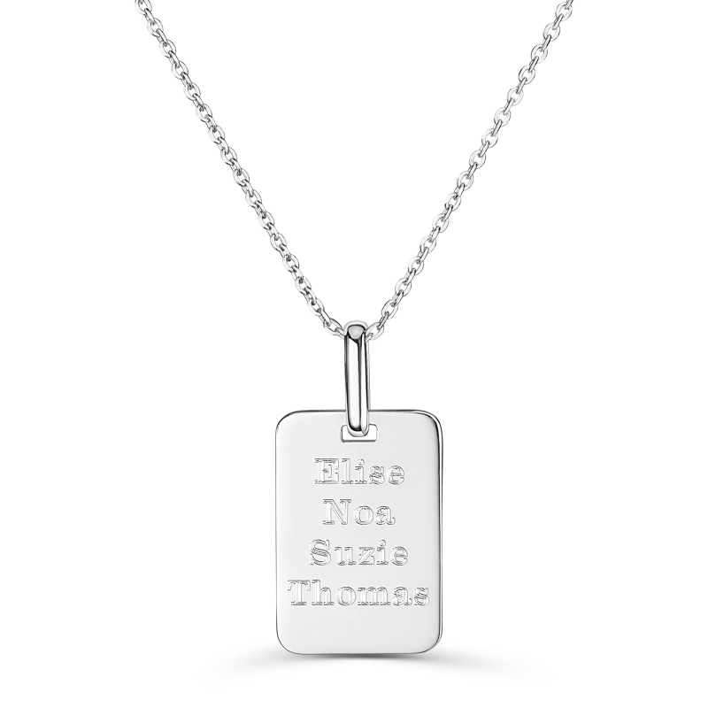 Collier personnalisé pendentif rectangulaire en Argent