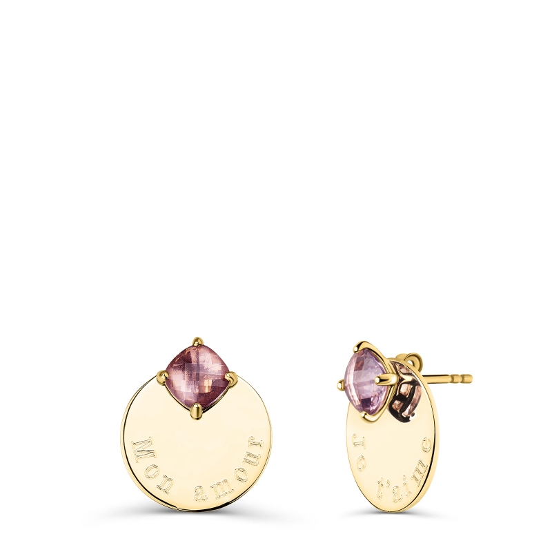 Boucles d'oreilles roses médailles classiques 15 mm