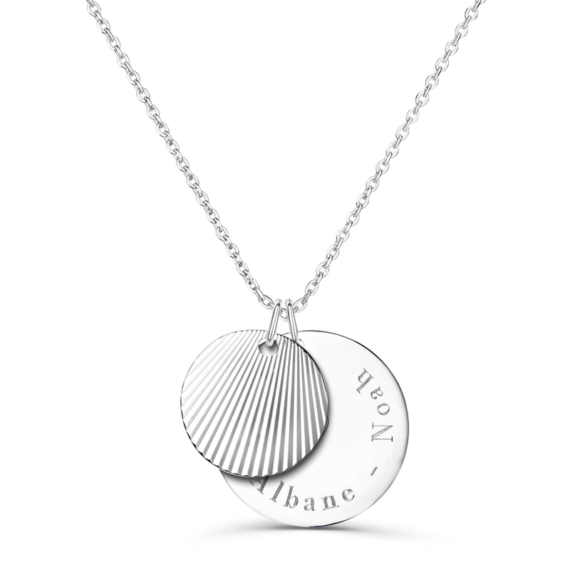 Collier médaille 20 mm et son pendentif coquillage Argent
