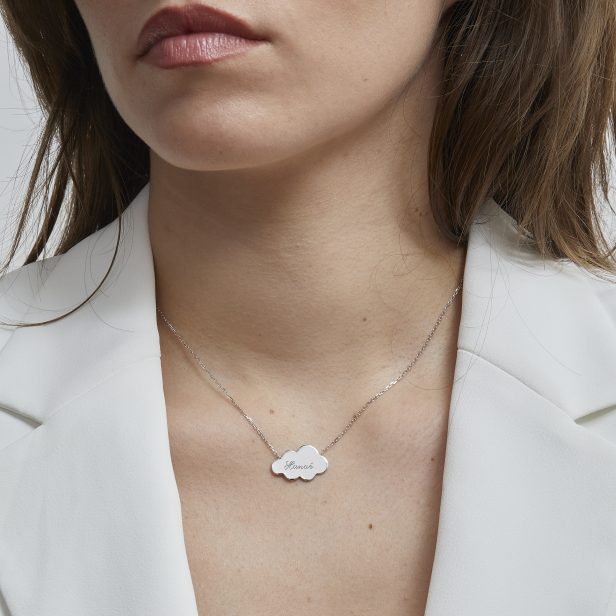 Collier personnalisé nuage 20 mm Argent