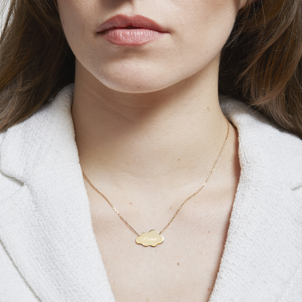 Collier personnalisé nuage 20 mm Plaqué Or