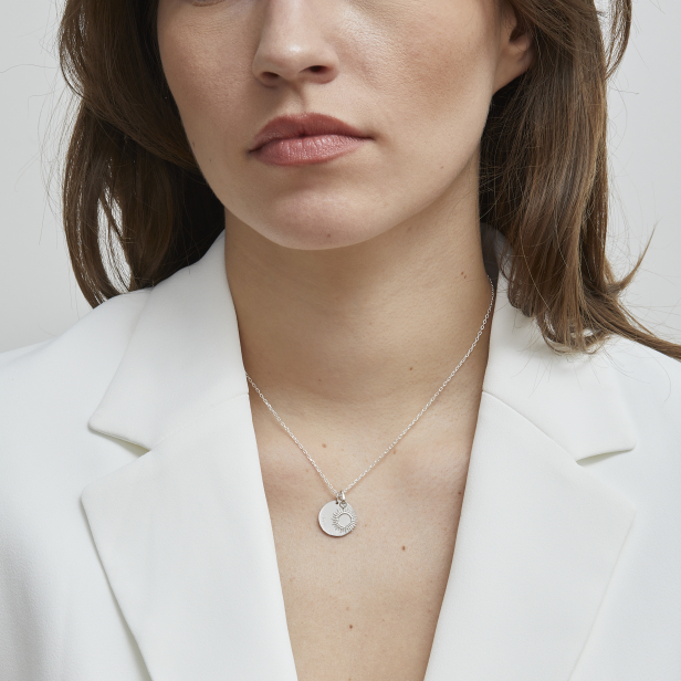 Collier médaille 15 mm et son pendentif soleil Argent