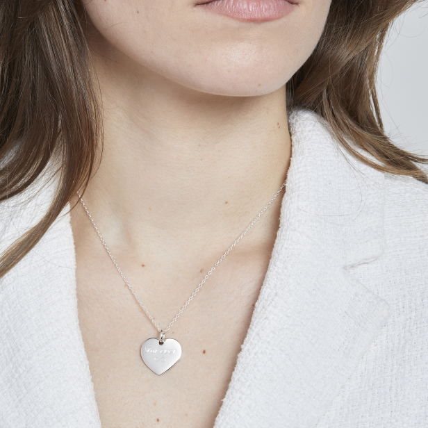 Collier personnalisé cœur bombé 20 mm Argent