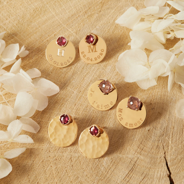 Boucles d'oreilles roses médailles classiques 15 mm