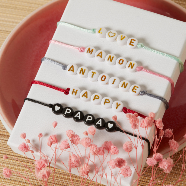 Bracelet cordon homme personnalisable lettres blanches