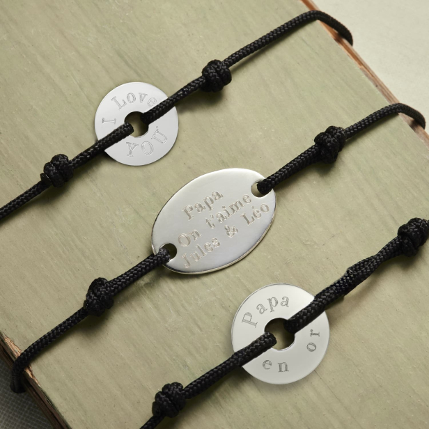 Bracelet cordon homme médaille cible Argent 20 mm