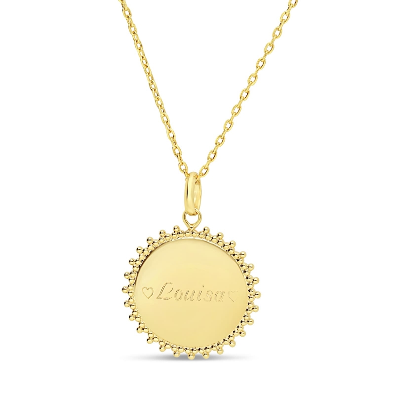 Collier personnalisé enfant médaille soleil 20 mm en Plaqué Or