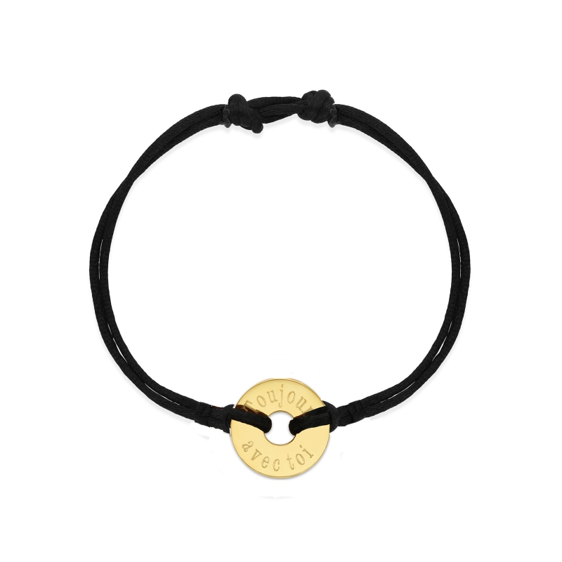 Bracelet cordon enfant médaille cible Plaqué Or