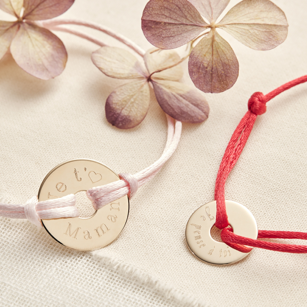 Bracelet cordon enfant médaille cible Plaqué Or