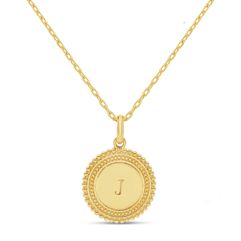 Collier personnalisé enfant médaille 17 mm perlée initiale Plaqué Or