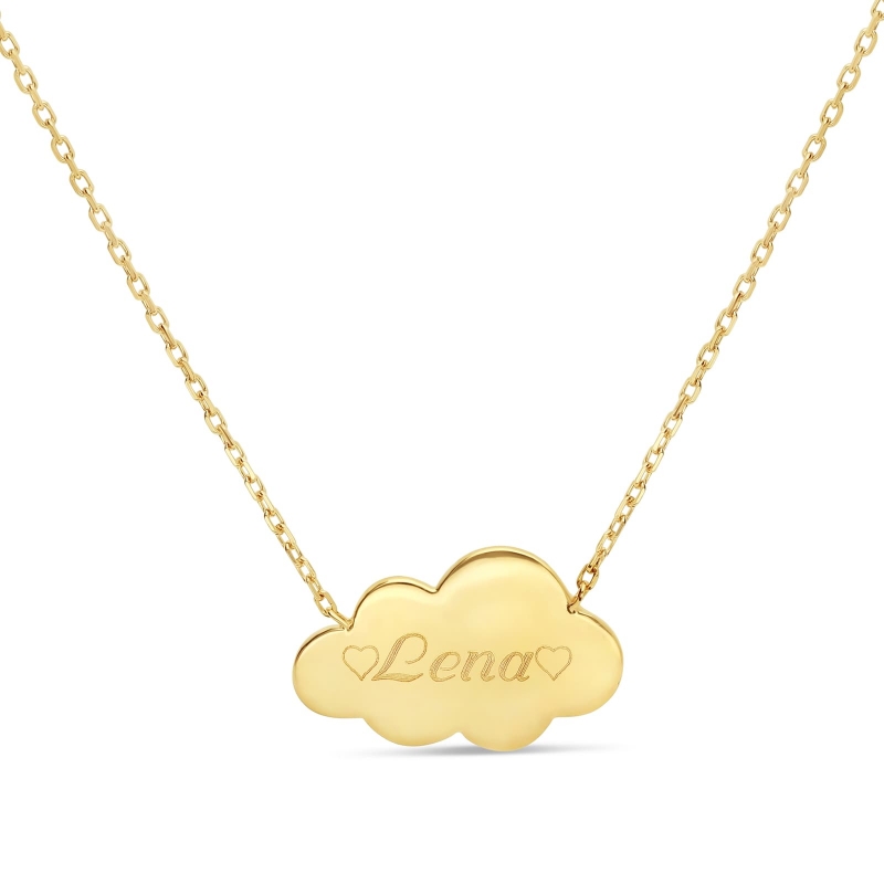 Collier personnalisé pour enfant nuage 20 mm Plaqué Or