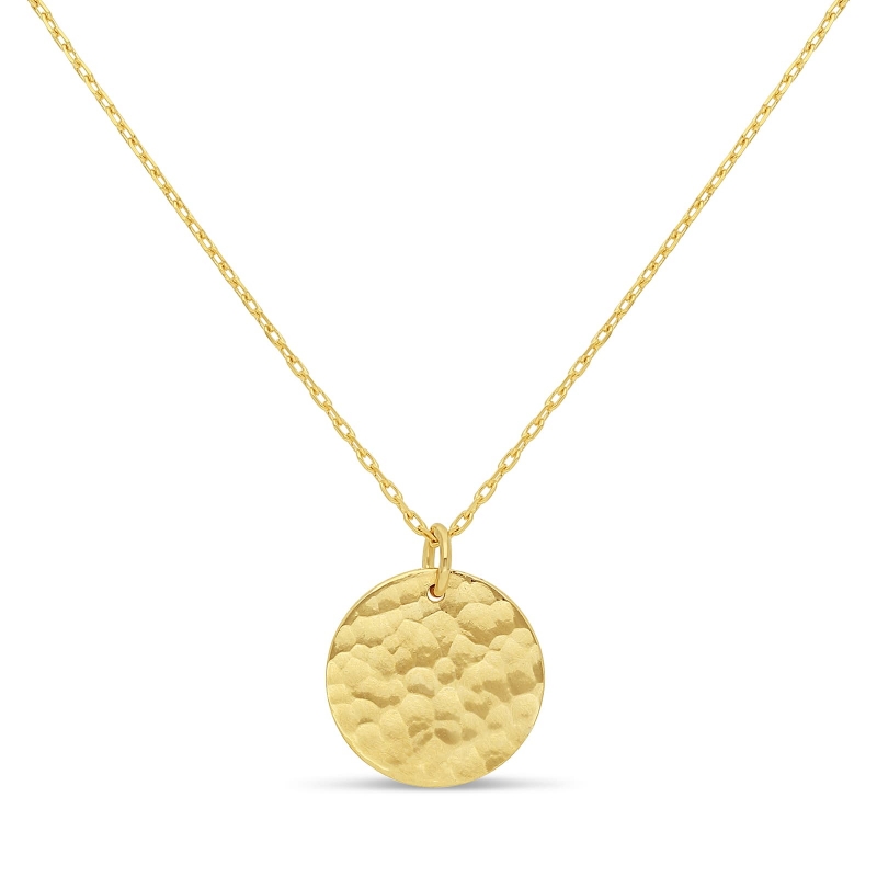 Collier personnalisé enfant médaille martelée 15 mm Plaqué Or
