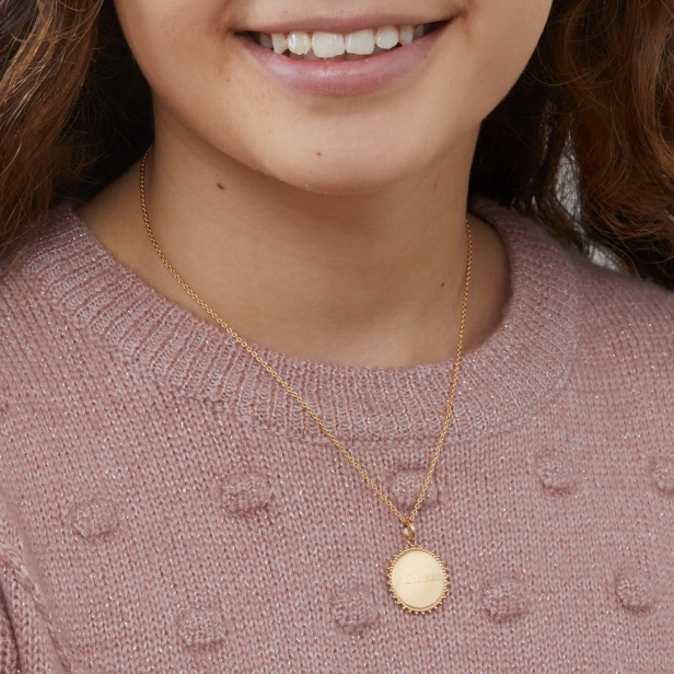Collier personnalisé enfant médaille soleil 20 mm en Plaqué Or