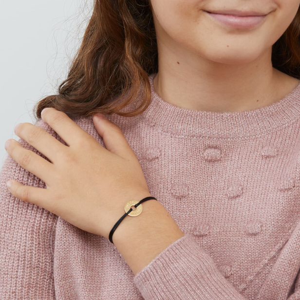 Bracelet cordon enfant médaille cible Plaqué Or