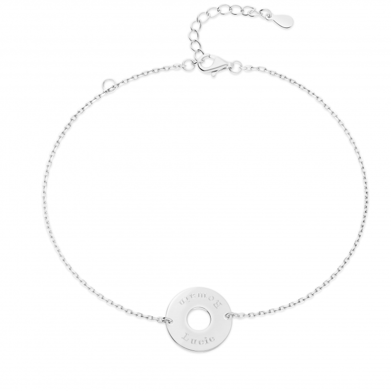 Packshot bracelet chaîne anneau personnalisé pour enfant en argent