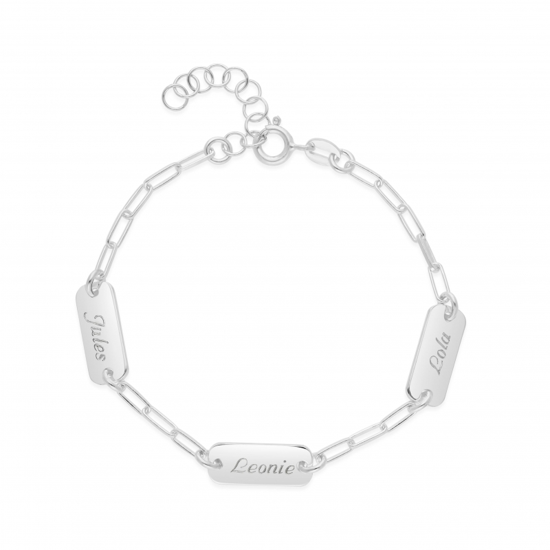 Bracelet personnalisé en Argent avec 3 plaques pour enfant