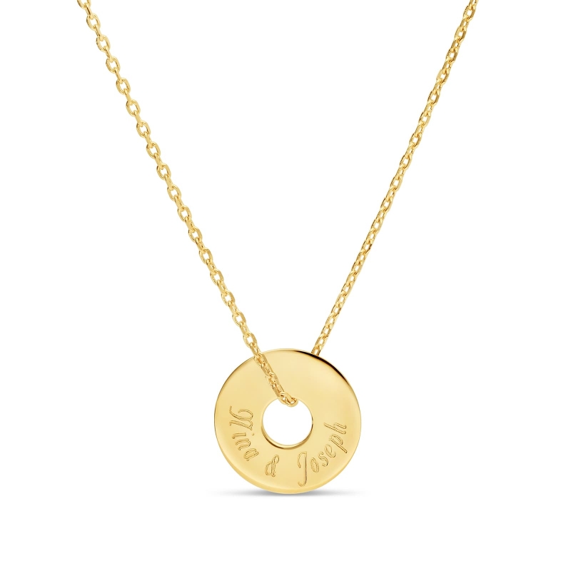 Collier enfant médaille jeton 15 mm gravée en Plaqué Or